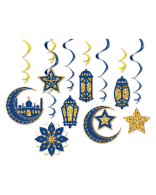 LUQ Eid Mubarak Swirl Goud Blauw