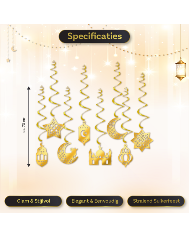 LUQ Eid Mubarak Swirl Goud