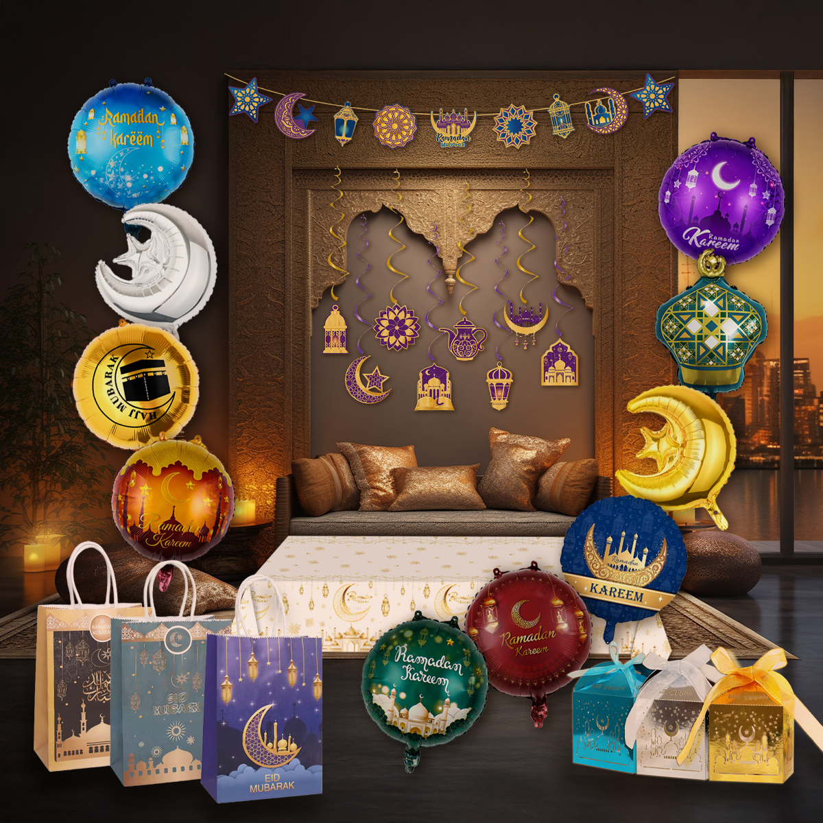 LUQ Eid Mubarak Swirl Paars Goud