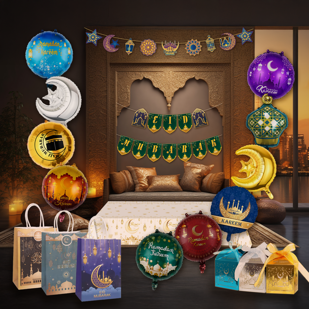 LUQ Eid Mubarak Slinger Groen Goud