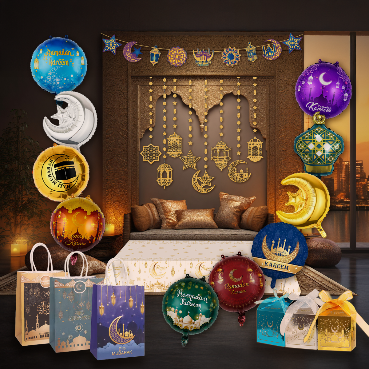 Q2P Eid Mubarak Swirl Goud 2