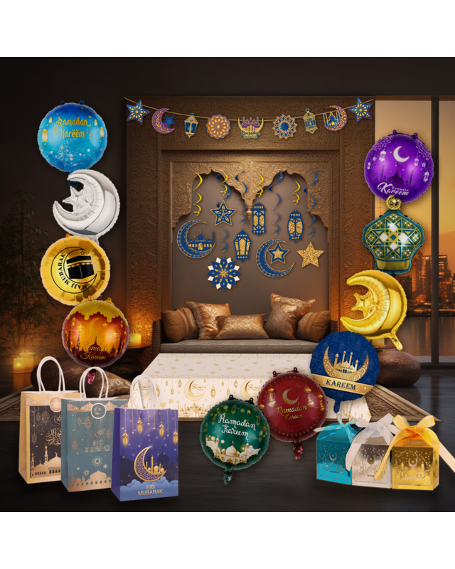 Q2P Eid Mubarak Swirl Goud blauw