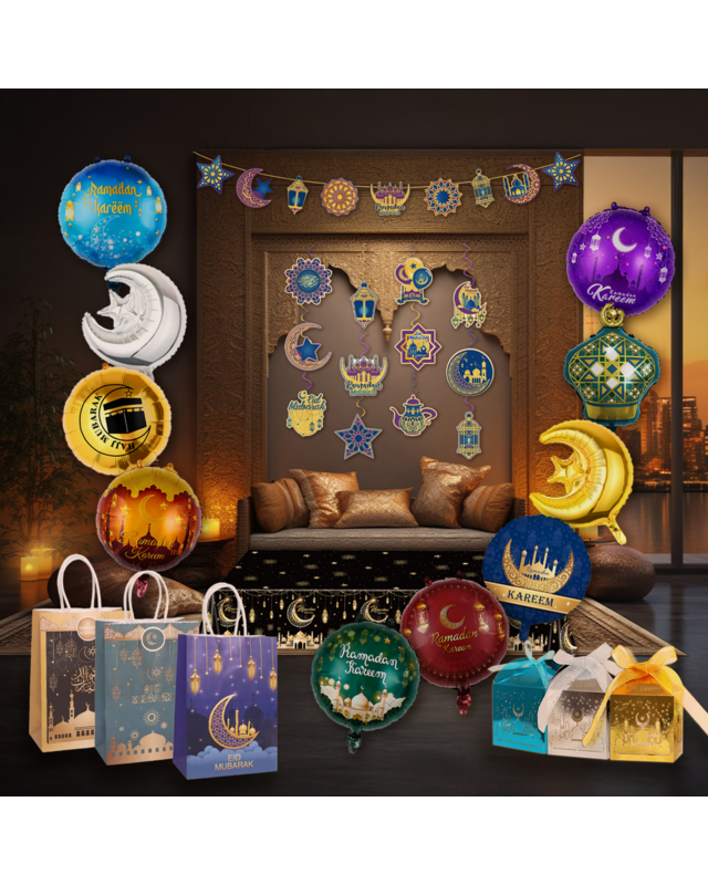 Q2P Eid Mubarak tafelkleed Goud Zwart 1