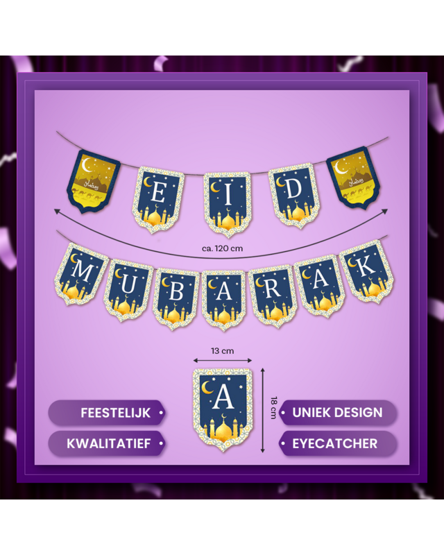 Q2P Eid Mubarak Slinger Blauw goud