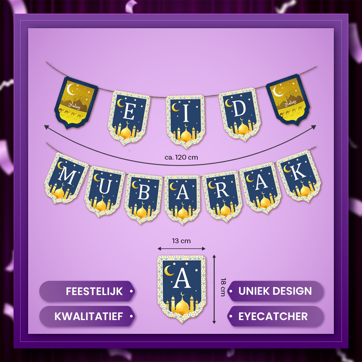 Q2P Eid Mubarak Slinger Blauw goud