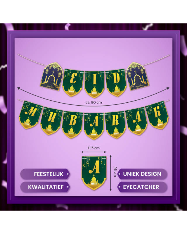 Q2P Eid Mubarak Slinger Groen goud