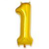 BTH Folie Ballon Cijfer 1 Jaar Goud 86Cm Verjaardag Ballon Met Rietje