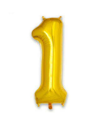 BTH Folie Ballon Cijfer 1 Jaar Goud 86Cm Verjaardag Ballon Met Rietje