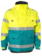 Rescuewear Midi-Parka, Enamelblau / Neongelb, Grösse 2XL