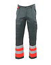 Rescuewear Unisex Broek HiVis Kl.1, Grijs/ Neon Rood