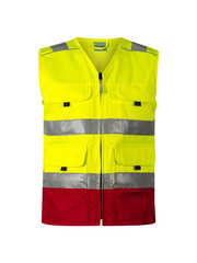 Rescuewear Sommerweste HiVis Klasse 1, Rot / Neon Gelb