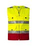 Rescuewear Sommerweste HiVis Klasse 1, Rot / Neon Gelb