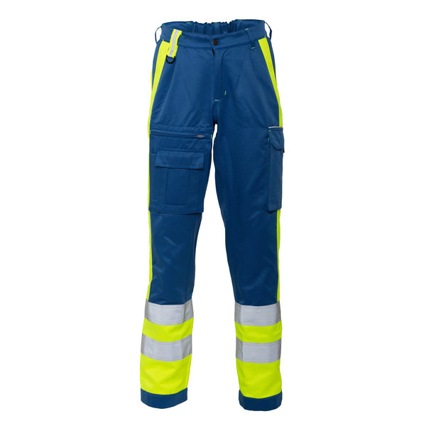 Rescuewear Unisex Broek Dynamic, HiVis Klasse 1,Kobaltblauw/neongeel