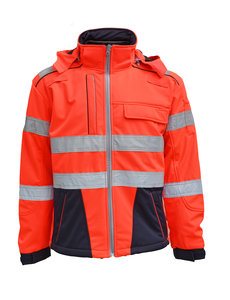 Rescuewear Softshell Dynamic, HiVis klasse 3,  Marineblauw/Neonrood