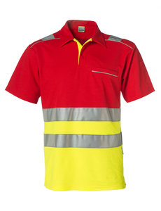 Rescuewear Poloshirt korte mouw, Neongeel/Rood , HiVis Klasse I