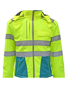 Rescuewear Softshell Dynamic HiVis Klasse 3, Enamel Blauw / Neon Geel
