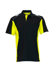 Rescuewear Poloshirt Dynamic korte mouw Zwart / Neongeel, maat XL