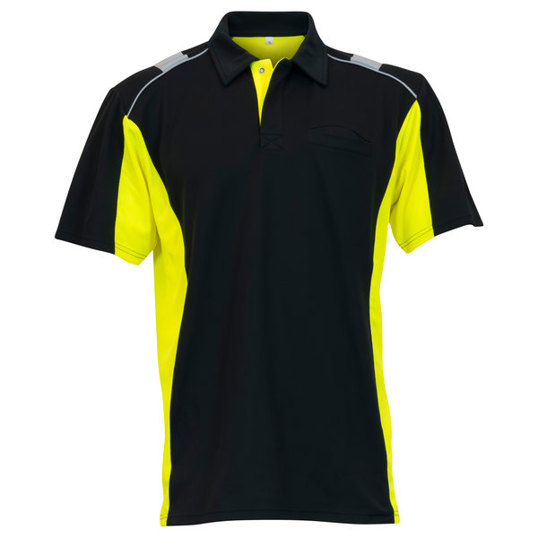 Rescuewear Poloshirt Dynamic korte mouw Zwart / Neongeel, maat XL