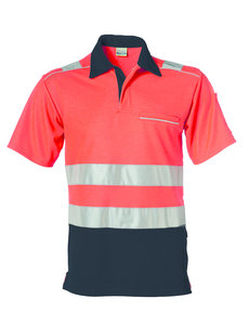 Rescuewear Poloshirt korte mouw Vapor-X, Zwart / Neon Rood