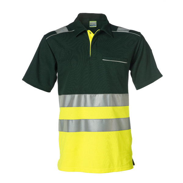 Rescuewear Poloshirt kurze Ärmel, Grün/NeonGelb, HiVis Klasse 1