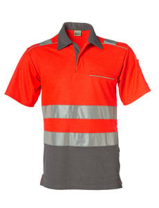 Rescuewear Poloshirt kurze Ärmel Vapor-X, Grau/ Neon Rot