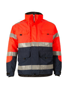 Rescuewear Midi Parka HiVis, Klasse 3 Navy/ Neonrot