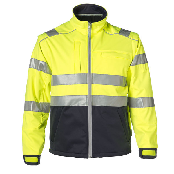 Rescuewear Softshell jas HiVis Klasse 3, Marineblauw / Neon Geel