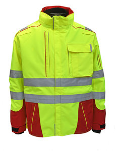 Rescuewear Midi Parka Dynamic HiVis, Rot / Neon Gelb