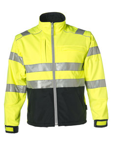 Rescuewear Softshell Jacke HiVis Klasse 3 Schwarz / Neon Gelb