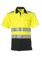 Rescuewear Poloshirt korte mouw, Zwart/Neongeel , HiVis Kl. II, OUTLET