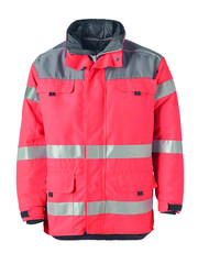 Rescuewear Midi Parka DRK HiVis, Klasse 3 Neon Rot / Grau