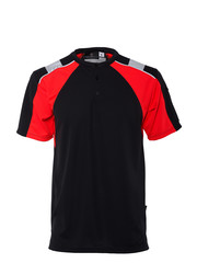 Rescuewear Shirt mit O-Hals Advanced, Schwarz / Neon Rot