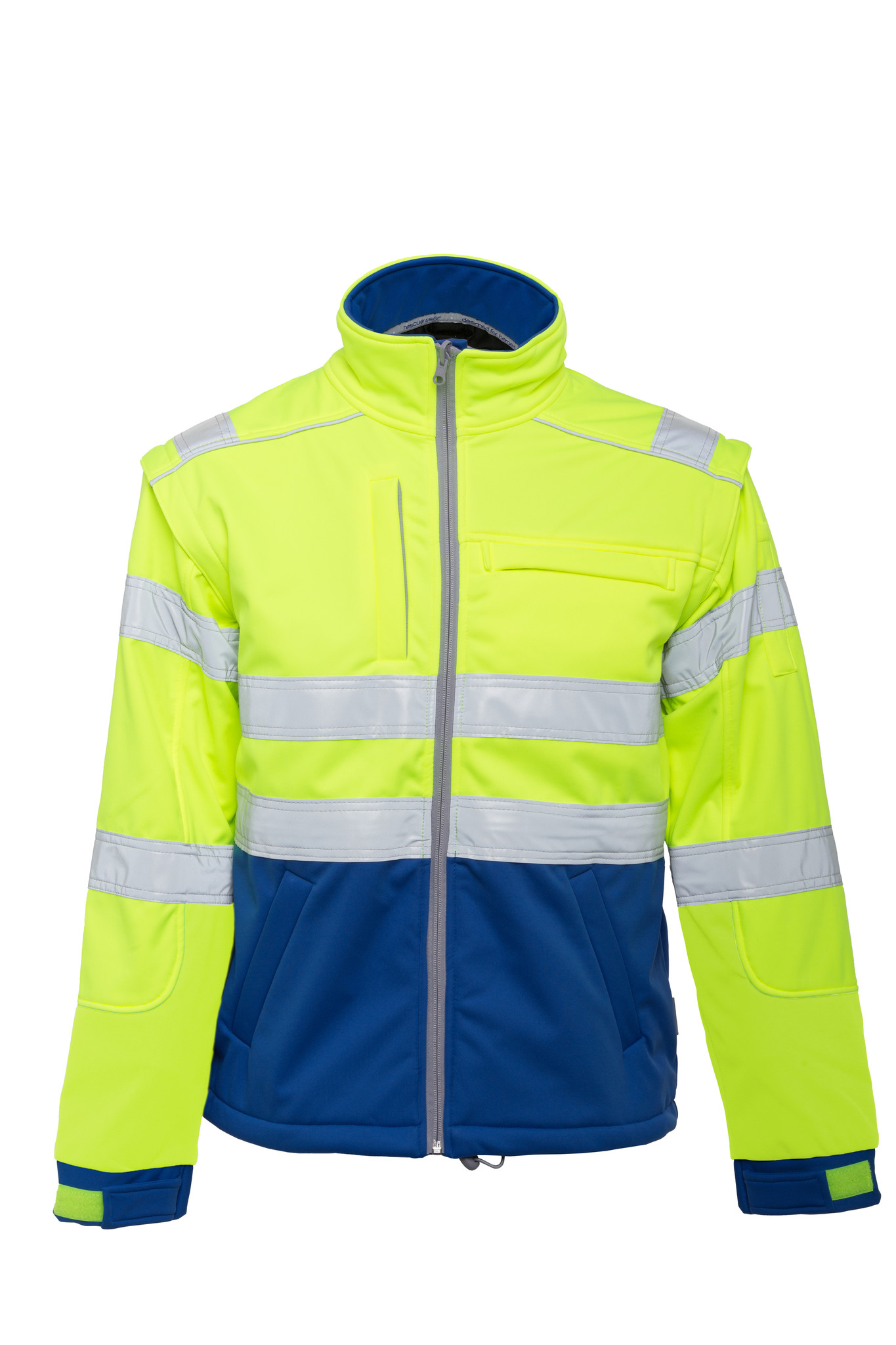 Rescuewear jas, Kobaltblauw/fluorgeel -