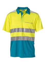 Rescuewear Poloshirt kurze Ärmel Vapor-X, EnamelBlau / Neon Gelb