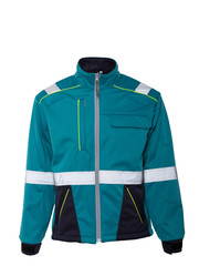 Rescuewear Softshell Jacke Dynamic, Enamel / Navy Blau mit Neongelbe Paspeln