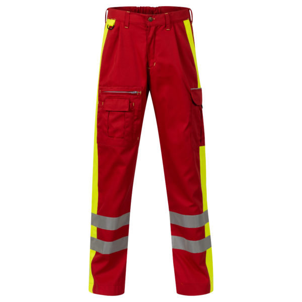 Rescuewear Unisex Broek, Rood/Neongeel