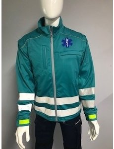 Rescuewear Softshell jack Enamel Blauw, maat M met Star of Life bedrukking