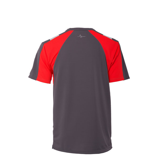 Rescuewear Shirt mit O-Hals Advanced, Grau/ Neon Rot