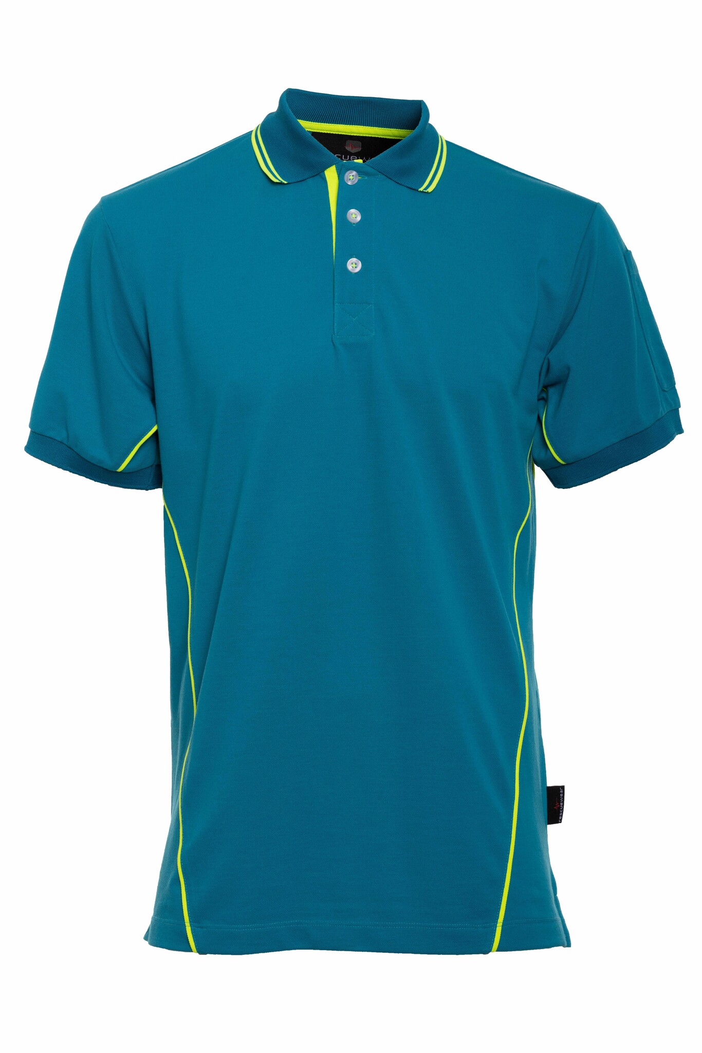 Blau Basic, Neongelbe Enamel/ mit Paspeln Kurze ärmel, Navy Poloshirt
