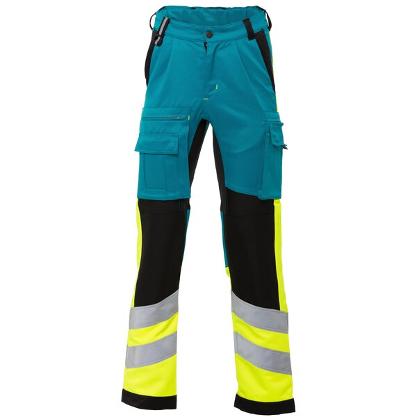 Rescuewear Unisex Hose Dynamic stretch, HiVis Klasse 1, Enamelblau/Schwarz/Neon Gelb