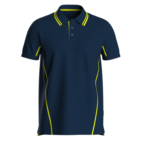 Rescuewear Poloshirt Basic, Marineblauw met neongele accenten