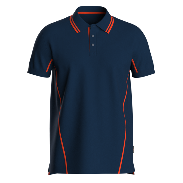 Rescuewear Poloshirt Basic, Marineblauw met neonrode accenten