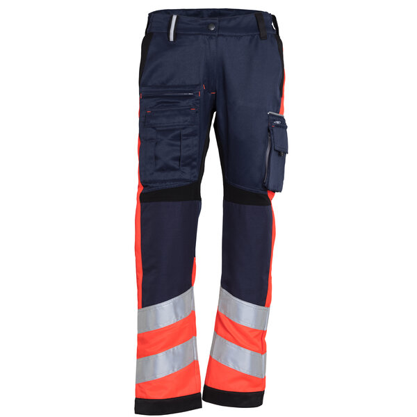 Rescuewear Unisex Hose Coldblack HiVis Stretch W-Linie, Marineblau/Schwarz/Neonrot