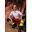 Rescuewear Damesbroek Dynamic stretch, HiVis Klasse 1, Rood/Zwart/Neon Geel