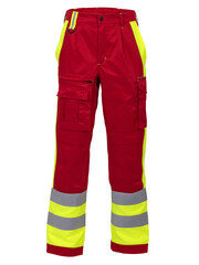 Rescuewear Unisex Broek Efficient, HiVis klasse 1,  Rood/Neongeel