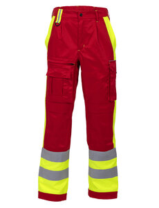 Rescuewear Rescuewear Unisex Hose Efficient HiVis, Klasse 1, Rot / Neon Gelb