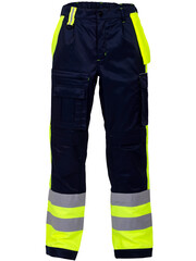 Rescuewear Unisex Broek Efficient, HiVis klasse 1,  Marineblauw/Neongeel