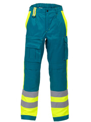 Rescuewear Unisex Broek Efficient, HiVis klasse 1,  Enamelblauw/Neongeel