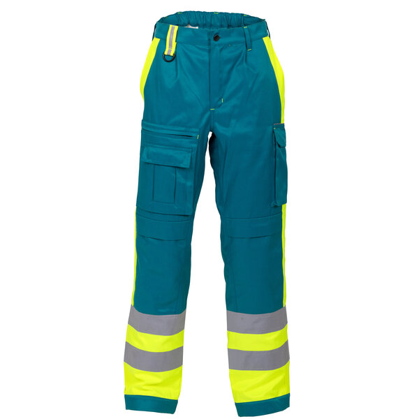 Rescuewear Unisex Broek Efficient, HiVis Klasse 1,  Enamelblau/ Neon Gelb