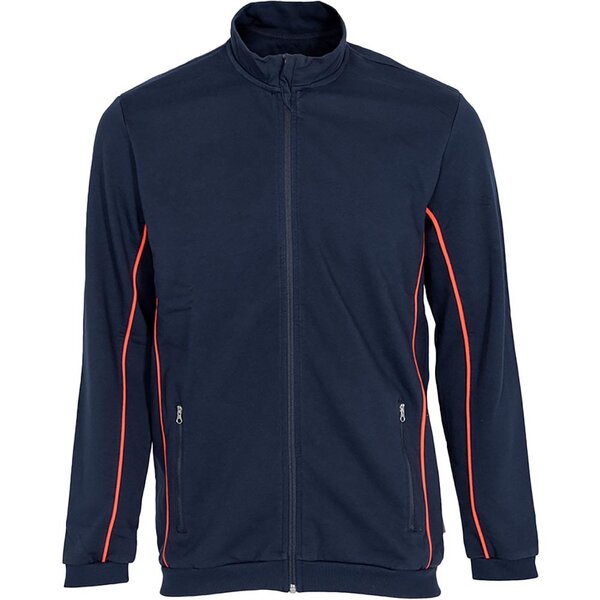 Rescuewear Secure Zipsweatjacke, Marineblau mit Neon Rote Paspeln